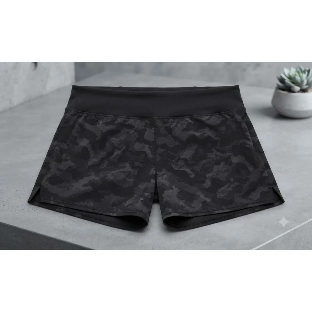 90 Degree by Reflex Shorts XL Black Camo 2-in-1 Running Athletic Zip Pocket New
